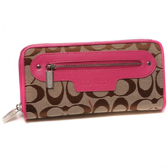 Coach Zip In Monogram Large Pink Wallets DUM | Women